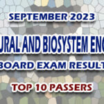 Agricultural and Biosystem Engineering Board Exam Result September 2023 - TOP 10 PASSERS