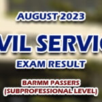 Civil Service Exam Result August 2023 - BARMM Passers (Subprofessional)