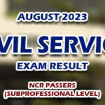 Civil Service Exam Result August 2023 - NCR Passers (Subprofessional)