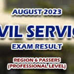 Civil Service Exam Result August 2023 - Region 6 Passers (Professional)