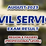 Civil Service Exam Result August 2023 - Region 8 Passers (Professional)