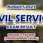 Civil Service Exam Result August 2023 - Region 9 Passers (Professional)