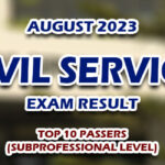 Civil Service Exam Result August 2023 - TOP 10 PASSERS (Subprofessional)