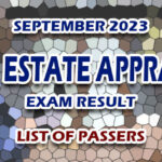 Real Estate Appraiser Exam Result September 2023 - LIST OF PASSERS