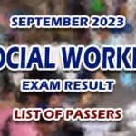 Social Worker Exam Result September 2023 - LIST OF PASSERS