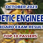 Geodetic Engineering Board Exam Result October 2023 - TOP 10 PASSERS