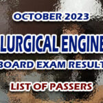 Metallurgical Engineering Board Exam Result October 2023 - LIST OF PASSERS