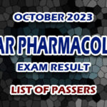 Ocular Pharmacologist Exam Result October 2023 - LIST OF PASSERS