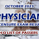 Physician Licensure Exam Result October 2023 H-Q LIST OF PASSERS