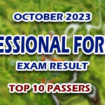 Professional Forester Exam Result October 2023 - TOP 10 PASSERS