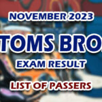 Customs Broker Exam Result November 2023 - LIST OF PASSERS