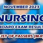 Nursing Board Exam Result November 2023 M-R LIST OF PASSERS