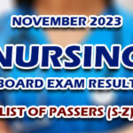 Nursing Board Exam Result November 2023 S-Z LIST OF PASSERS