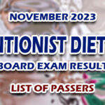 Nutritionist Dietitian Board Exam Result November 2023 - LIST OF PASSERS