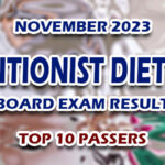 Nutritionist Dietitian Board Exam Result November 2023 - TOP 10 PASSERS
