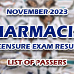 Pharmacist Licensure Exam Result November 2023 - LIST OF PASSERS