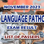 Speech Language Pathologist Exam Result November 2023 - LIST OF PASSERS