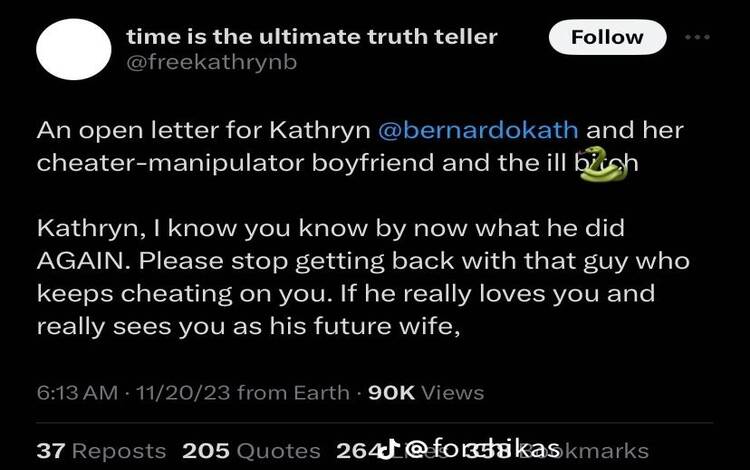 An Open Letter From Netizens For Kathryn Bernardo Calling Her Boyfriend Cheater Manipulator 6587