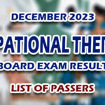 Occupational Therapist Board Exam Result December 2023 - LIST OF PASSERS
