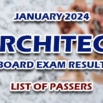 Architect Board Exam Result January 2024 - LIST OF PASSERS