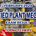 Certified Plant Mechanic Exam Result February 2024 - TOPNOTCHERS