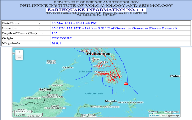 Magnitude 6.1 Earthquake