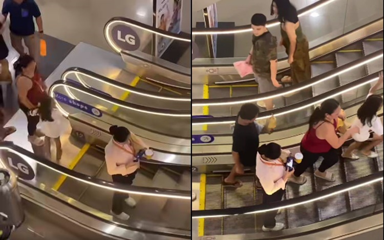 Woman on Escalator