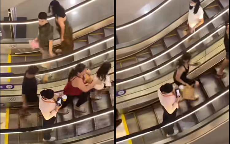 Woman on Escalator
