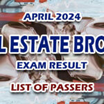 Real Estate Broker Exam Result April 2024 - LIST OF PASSERS
