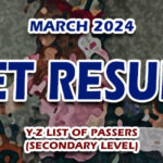 LET Result March 2024 Y-Z SECONDARY LIST OF PASSERS