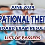 Occupational Therapist Board Exam Result June 2024 - LIST OF PASSERS