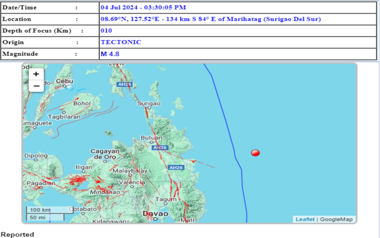 Earthquake in Surigao Del Sur
