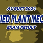 Certified Plant Mechanic Exam Result August 2024
