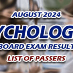 Psychologist Board Exam Result August 2024 - LIST OF PASSERS