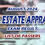 Real Estate Appraiser Exam Result August 2024 - LIST OF PASSERS