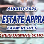 Real Estate Appraiser Exam Result August 2024 - TOP PERFORMING SCHOOLS