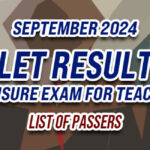 LET Result September 2024 LIST OF PASSERS