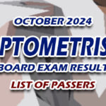 Optometrist Board Exam Result October 2024 - LIST OF PASSERS