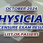 Physician Licensure Exam Result October 2024 - LIST OF PASSERS