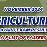 Agriculturist Board Exam Result November 2024 A-F LIST OF PASSERS
