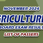 Agriculturist Board Exam Result November 2024 - LIST OF PASSERS