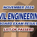 Civil Engineering Board Exam Result November 2024 - LIST OF PASSERS