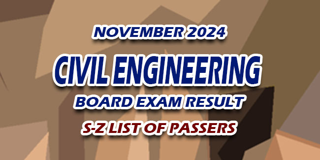 Civil Engineering Board Exam Result November 2024 S-Z LIST OF PASSERS ...