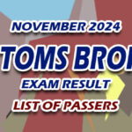 Customs Broker Exam Result November 2024 - LIST OF PASSERS
