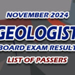 Geologist Board Exam Result November 2024 - LIST OF PASSERS