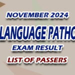Speech-Language Pathologist Exam Result November 2024 - LIST OF PASSERS
