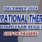 Occupational Therapist Board Exam Result December 2024 - LIST OF PASSERS