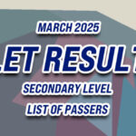 LET Result March 2025 - SECONDARY LIST OF PASSERS