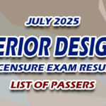 Interior Designer Licensure Exam Result July 2025 - LIST OF PASSERS