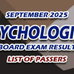 Psychologist Board Exam Result September 2025 - LIST OF PASSERS